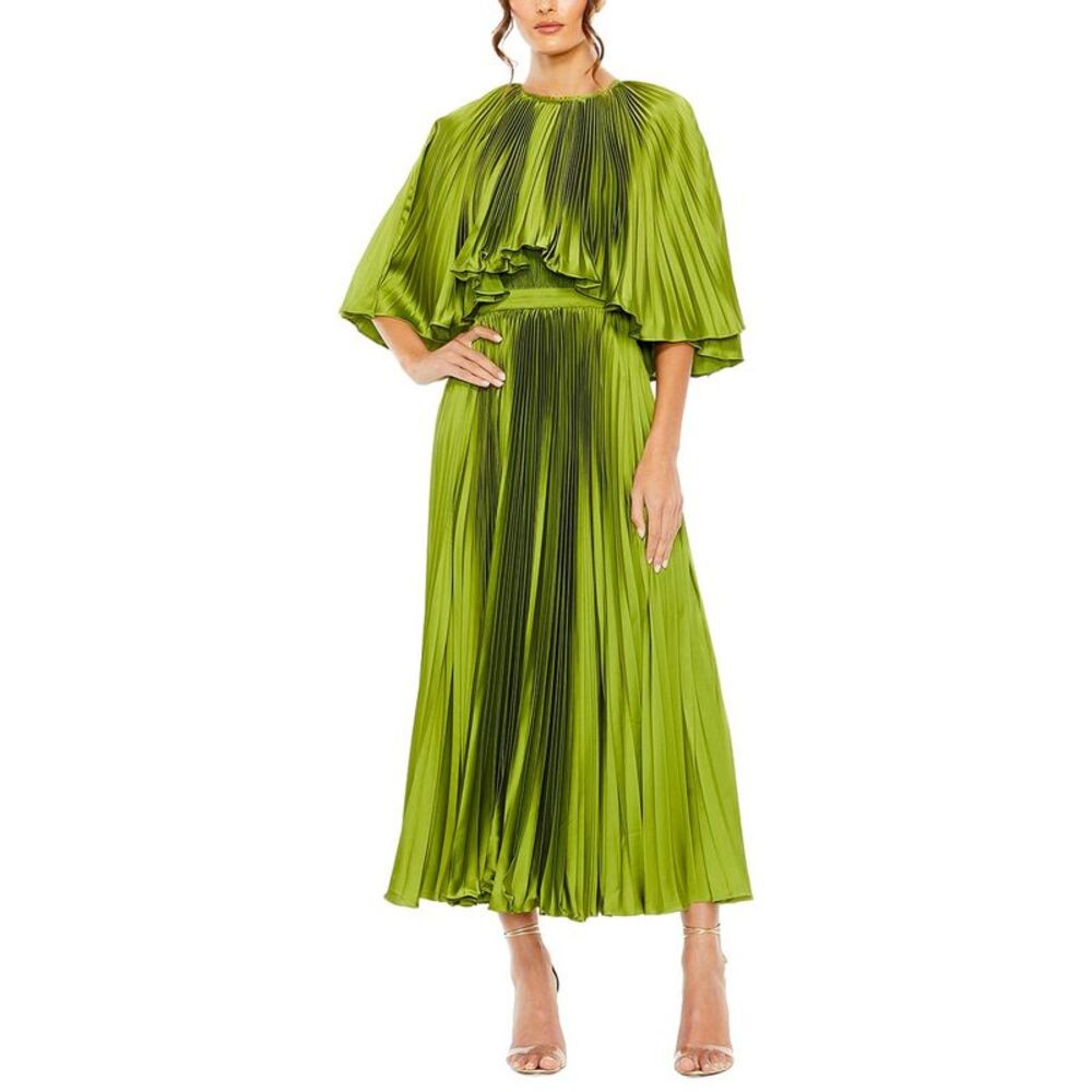 Mac Duggal Womens  Pleated Caplet T-Length Gown Dress
